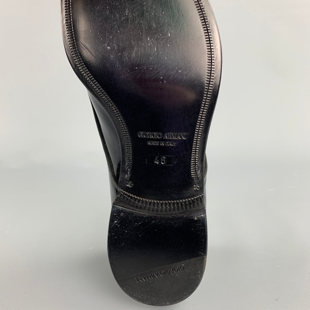 GIORGIO ARMANI Size 13 Black Patent Leather Lace Up Dress Shoes
