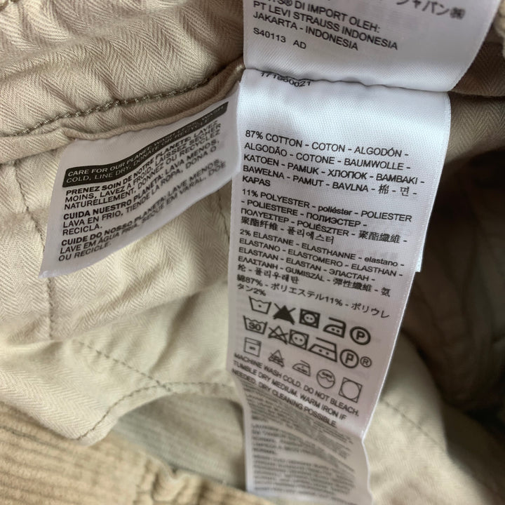 LEVI'S Size 34 Beige Corduroy Cotton Polyester Standard Taper Pants