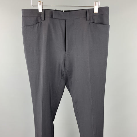 LANVIN Size 34 Black Wool Zip Fly Dress Pants
