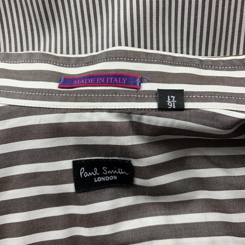 PAUL SMITH Size L Gray Stripe Cotton French Cuff Long Sleeve Shirt