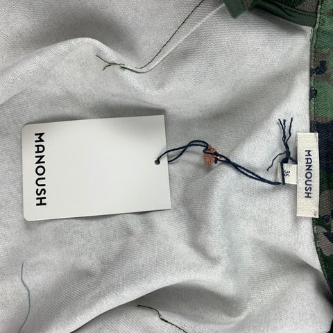 MANOUSH Size 4 Green Camouflage Denim Cotton Rhinestone Collar Military Jacket
