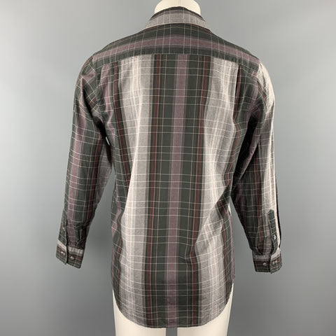 DKNY Size S Gray & Black Plaid Cotton Button Up Long Sleeve Shirt