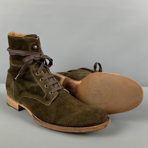 JOHN VARVATOS Talla 9.5 Botas convertidas en pantorrilla de ante marrón