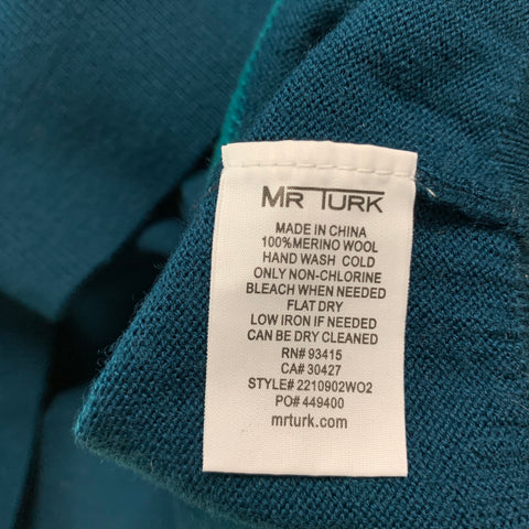MR TURK Size M Green Dark Green Color Block Wool Crew-Neck Pullover
