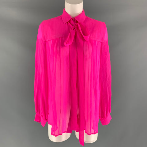 MSGM Size S Fuchsia Pleated Blouse