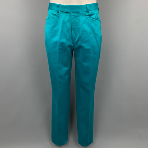 OZWALD BOATENG Size 38 Aqua Cotton Notch Lapel Suit