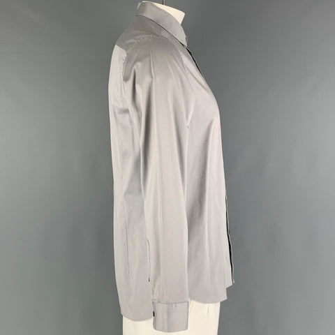 TED BAKER Size L Grey Cotton Elastane Long Sleeve Shirt