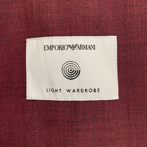 EMPORIO ARMANI Size 42 Burgundy Wool Notch Lapel Sport Coat