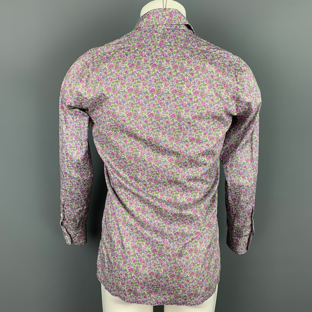 LIBERTY OF LONDON Size M Purple & Green Floral Cotton Long Sleeve Shirt