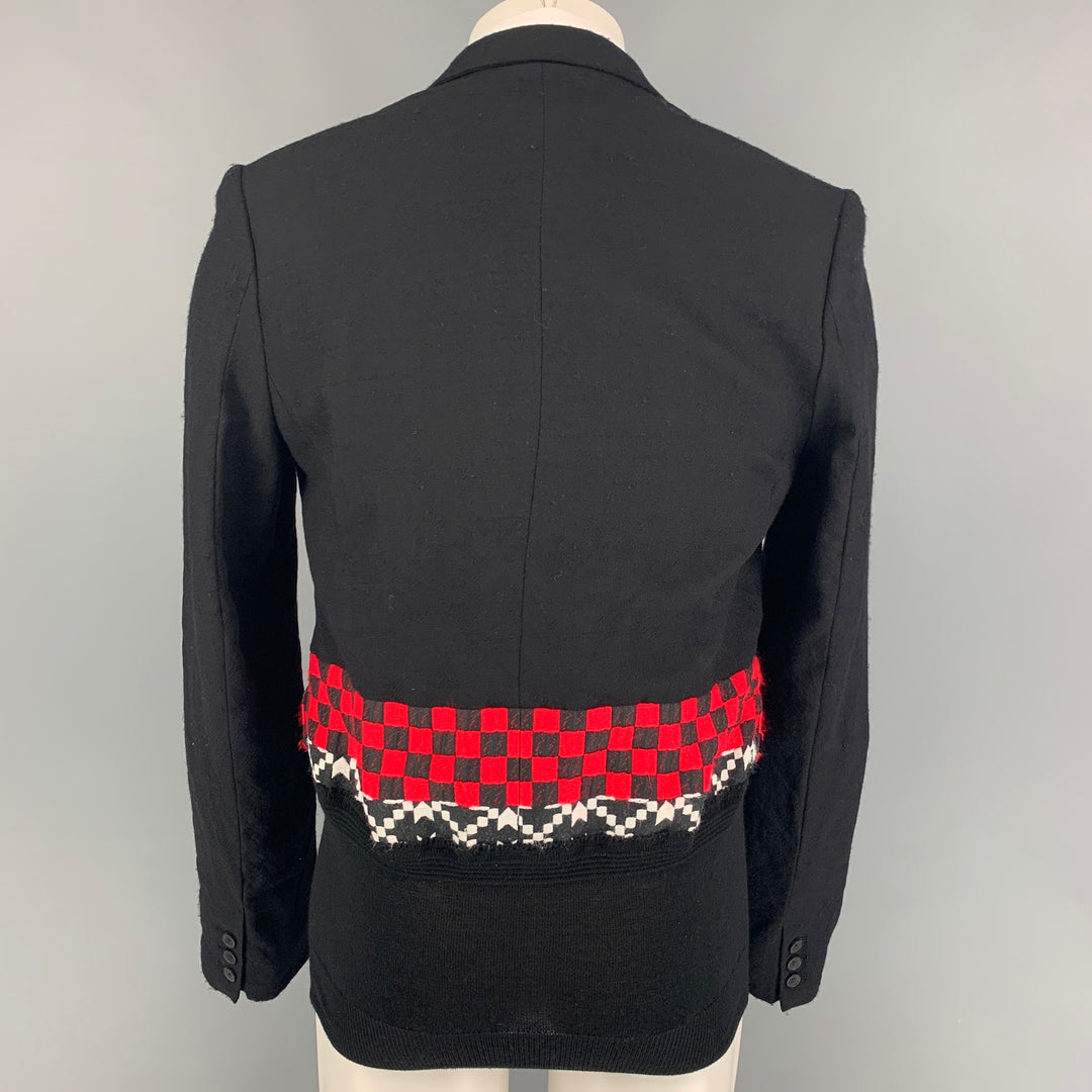 HAIDER ACKERMANN Size 38 Black Mixed Fabrics Wool Notch Lapel Sport Coat