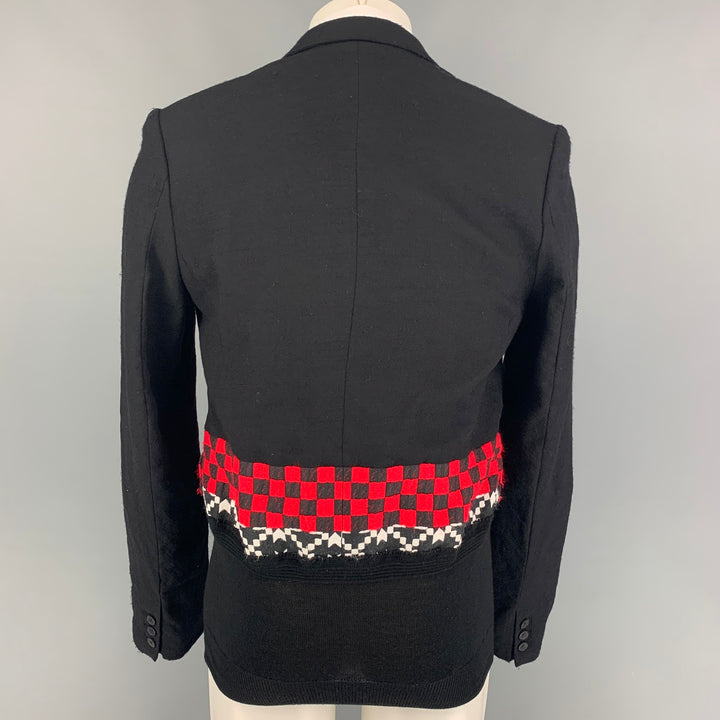 HAIDER ACKERMANN Size 38 Black Mixed Fabrics Wool Notch Lapel Sport Coat
