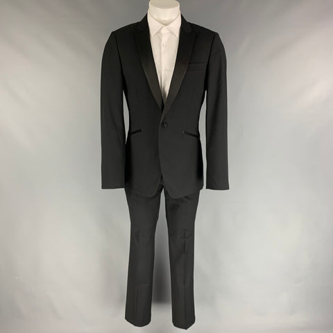TOPMAN Taille 40 Costume de smoking noir en polyester / viscose à revers