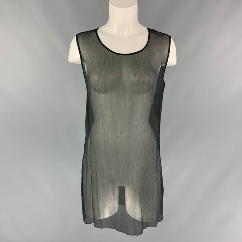 PORTS 1961 Top sin mangas transparente de seda gris talla S