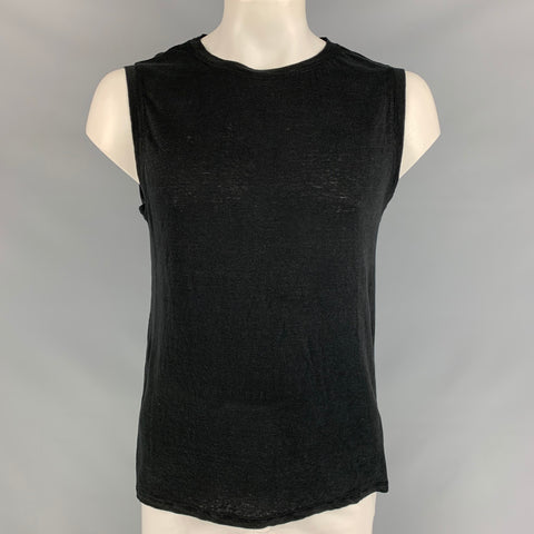 ISABEL MARANT Size L Black Linen Sleeveless T-shirt
