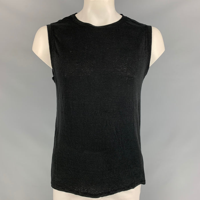 ISABEL MARANT Size L Black Linen Sleeveless T-shirt