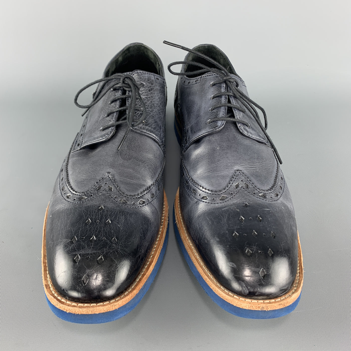 Sortie opgroeien Gentleman vriendelijk MELVIN & HAMILTON 10 Navy Antique Leather Wingtip Lace Up EDDY Brogues –  Sui Generis Designer Consignment