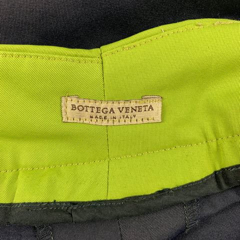 BOTTEGA VENETA Taille 32 Bleu Vert Color Block Laine Cupro Pantalon décontracté