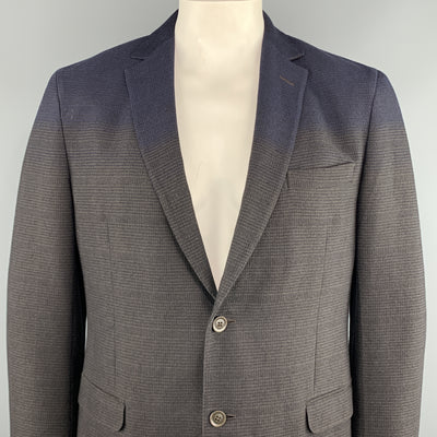 Z ZEGNA Size 44 Brown & Navy Plaid Regular Cotton / Wool Sport Coat