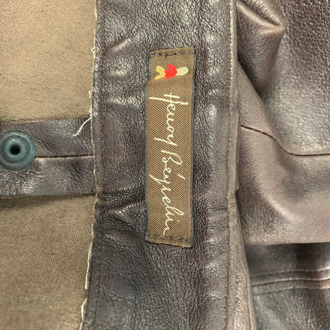 HENRY BEGUELIN Size 6 Brown Leather Contrast Stitch Dress Pants