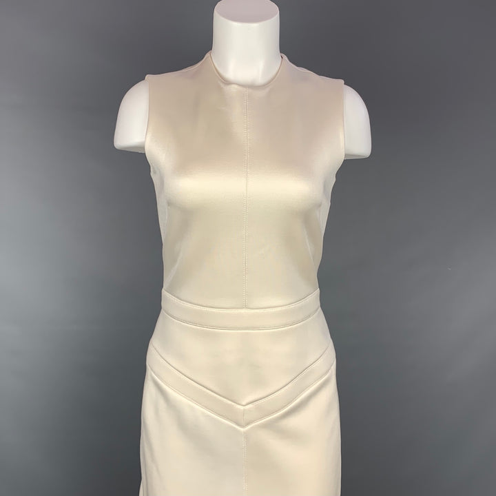 LOUIS VUITTON Size S Beige Ecru Wool Blend Ruffled Fitted Cocktail Dress