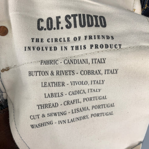C.O.F. STUDIO Size 31 Indigo Contrast Stitch Selvedge Denim Button Fly Jeans