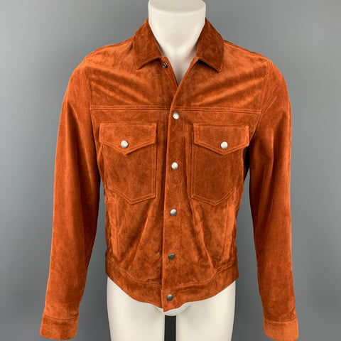 TODD SNYDER Size M Brick Leather Trucker Jacket