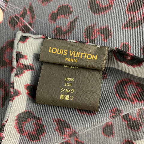 LOUIS VUITTON Charcoal Black Print Silk Pocket Square