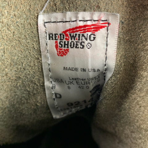 RED WING Taille 9 Bottes en cuir à surpiqûres noires noires
