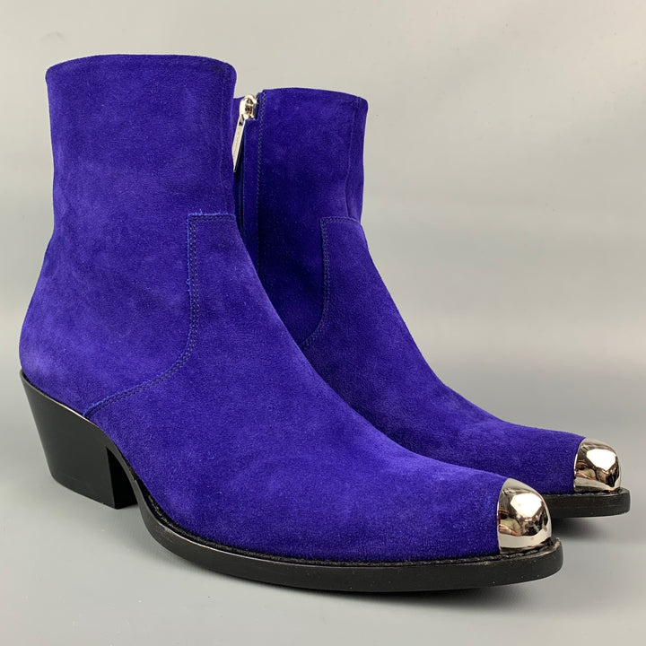 CALVIN KLEIN 205W39NYC Size 6.5 Purple Leather Ankle Boots