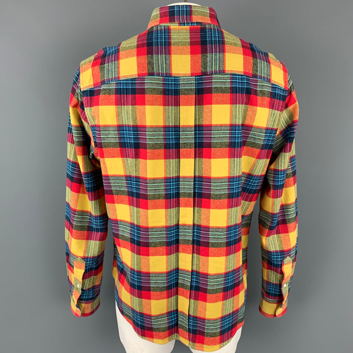 BAND OF OUTSIDERS Size XXL Multi-Color Plaid Cotton Button Up Long Sleeve Shirt
