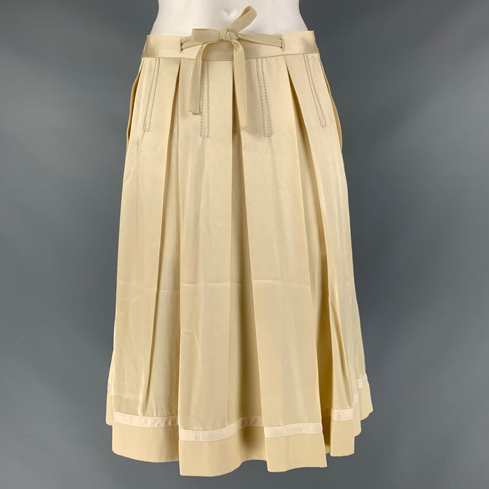 CHLOE Size 4 Beige Acetate &  Viscose Pleated Circle Skirt