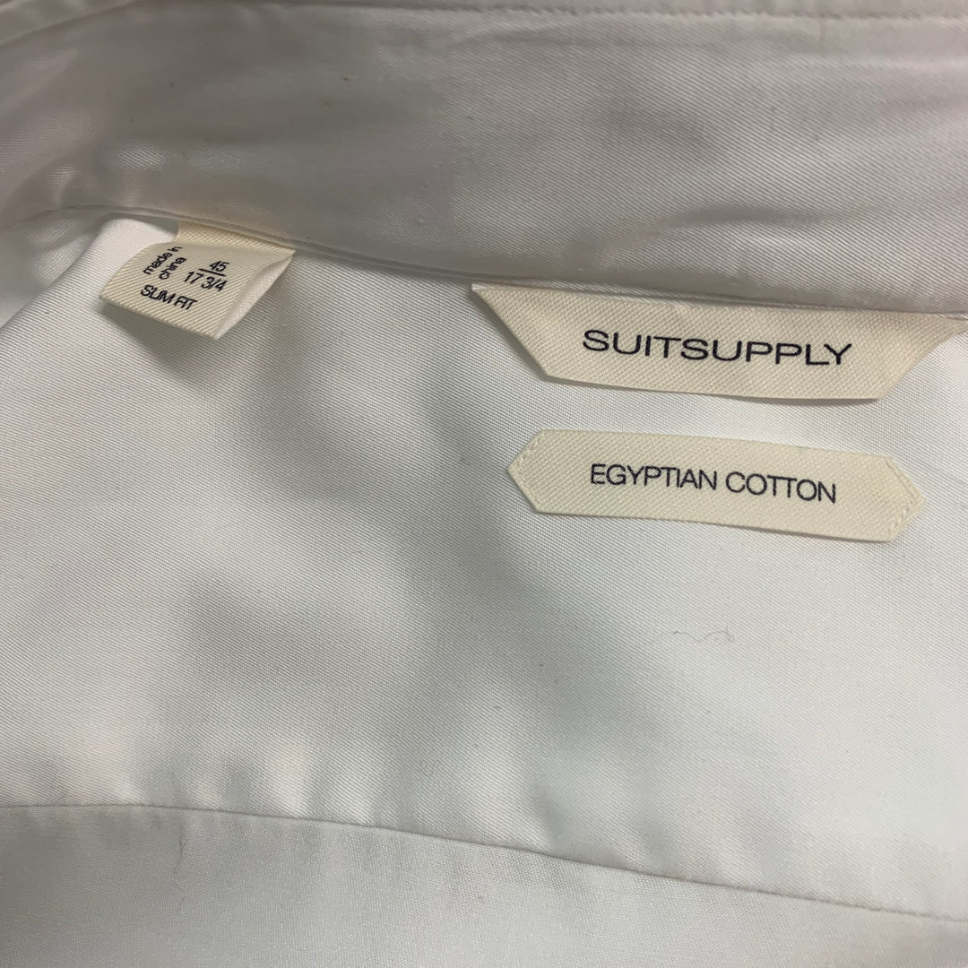 SUITSUPPLY Size XL White Solid Cotton Button Up Long Sleeve Shirt
