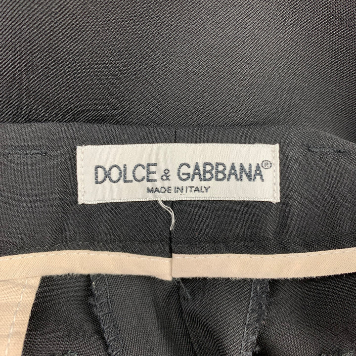 DOLCE &amp; GABBANA Talla 36 Pantalón de vestir de lana virgen negra con bragueta y cremallera
