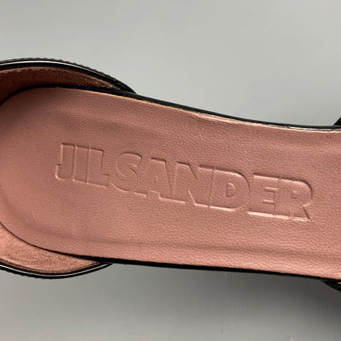 JIL SANDER Talla 6.5 Zapatos de tacón de charol con bloques de color negro y nude