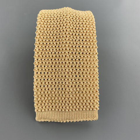 LOCK & CO LONDON Golden Beige Silk Textured Knit Tie