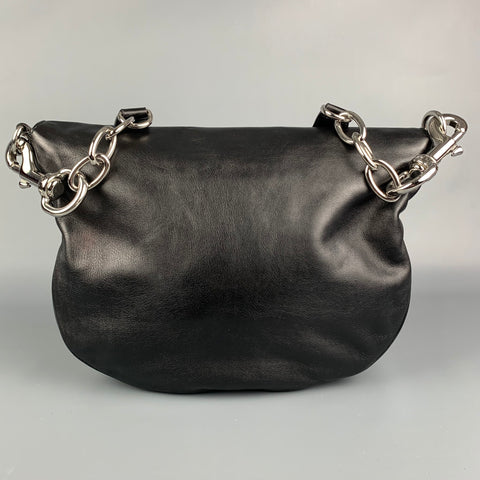 GUCCI Black & Silver Leather Shoulder Bag
