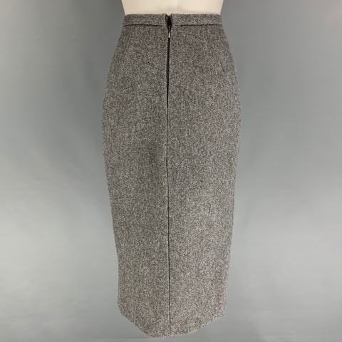 LaQuan Smith Falda lápiz de nailon y lana gris jaspeada talla XS