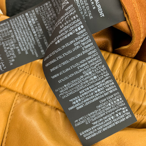 SAINT LAURENT Pantalones con cordón de cuero mostaza talla 2