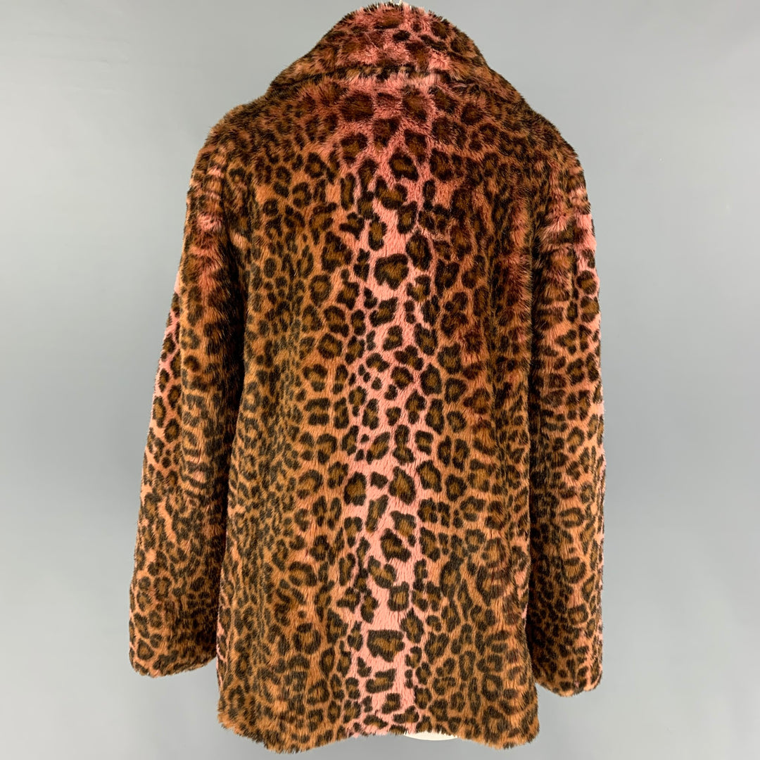 UNREAL FUR Size XL Brown Pink Modacrylic Animal Print Coat