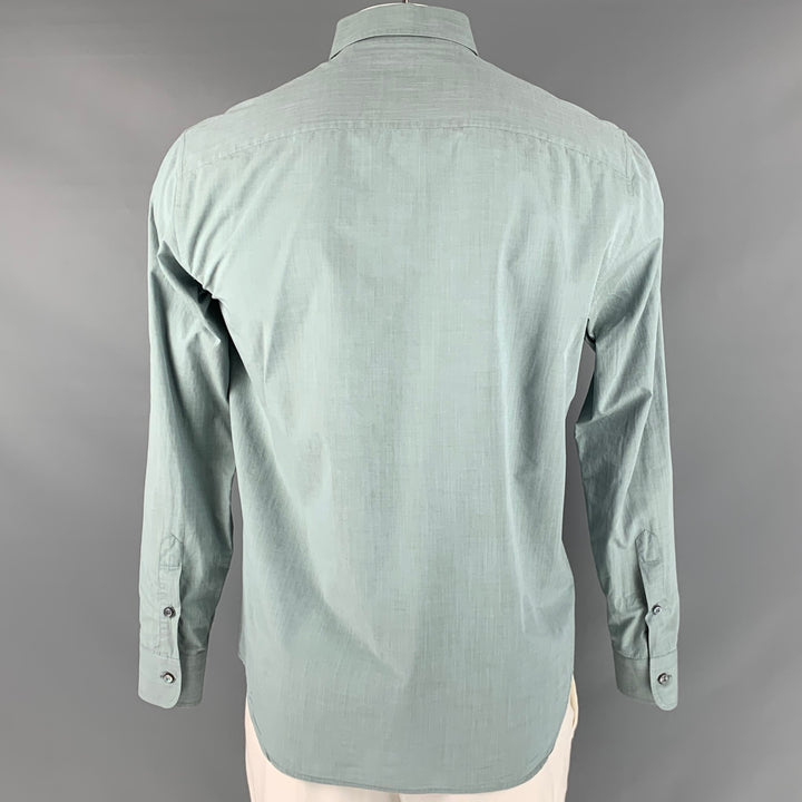 BRIONI Size L Blue Cotton Long Sleeve Shirt