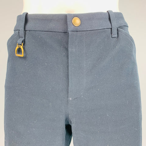 RALPH LAUREN Talla 8 Pantalones casuales de ante con retazos de elastano y algodón azul marino