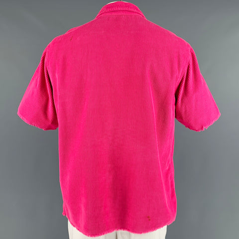 DREW HOUSE Size L Pink Corduroy Cotton Patch Pocket Short Sleeve Shirt