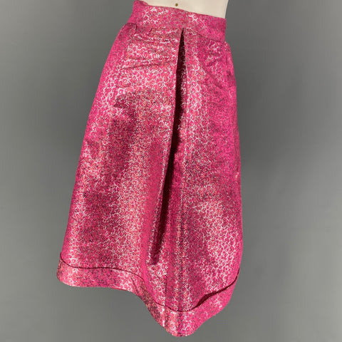 BURBERRY PRORSUM Talla 4 Falda plisada brillante de seda de poliéster metalizado rosa