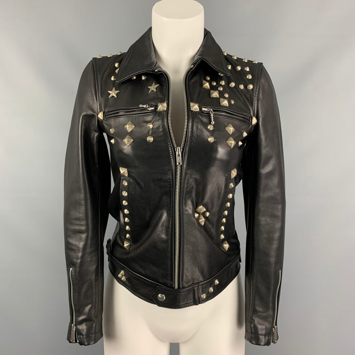 R13 Size XS Black Leather Studded Jacket