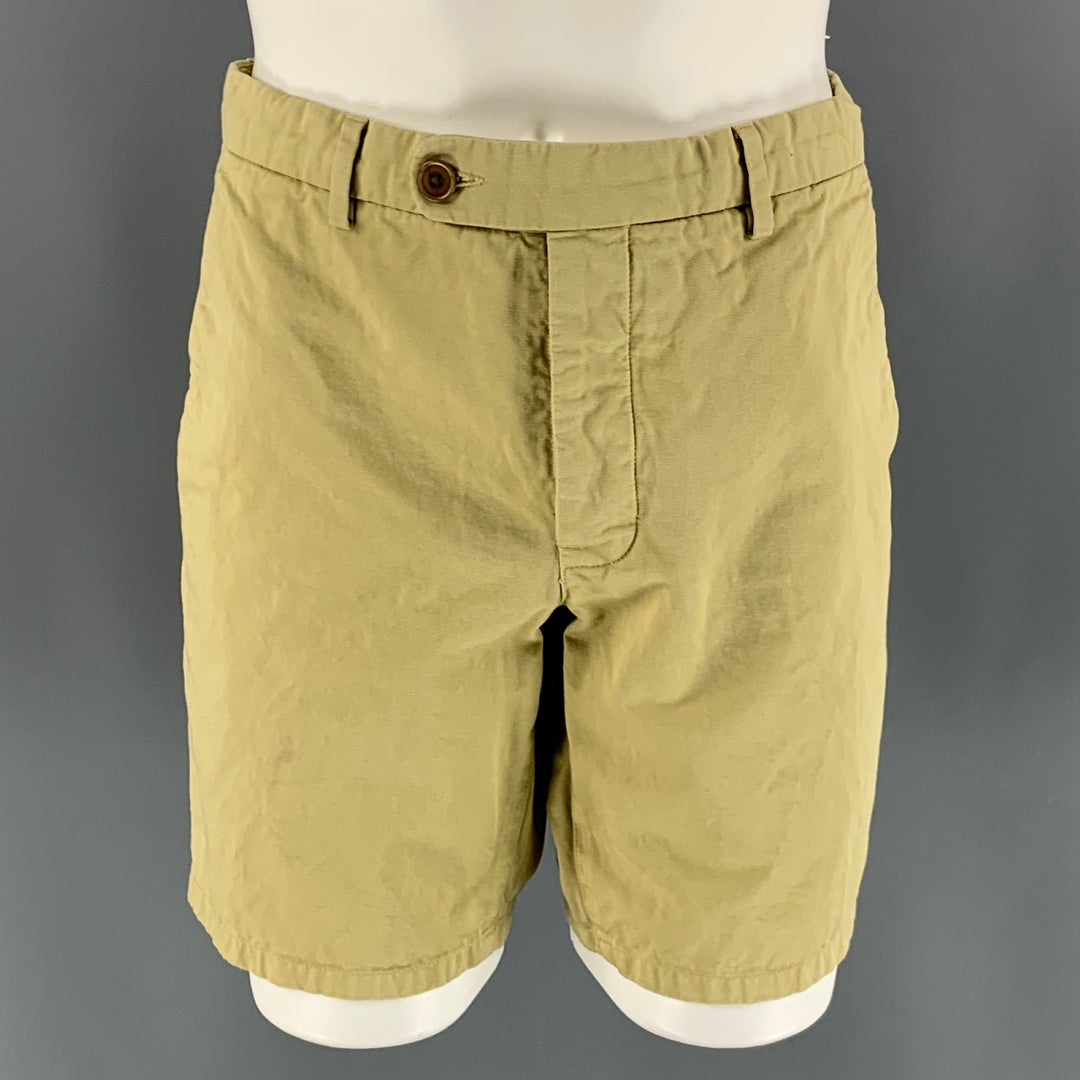 UNIS Size 34 Khaki Solid Cotton Button Fly Shorts