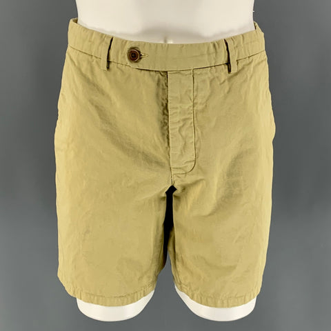 UNIS Size 34 Khaki Solid Cotton Button Fly Shorts
