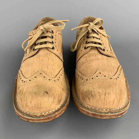 JOHN VARVATOS Size 10.5 Tan Perforated Leather Wingtip Lace Up Shoes