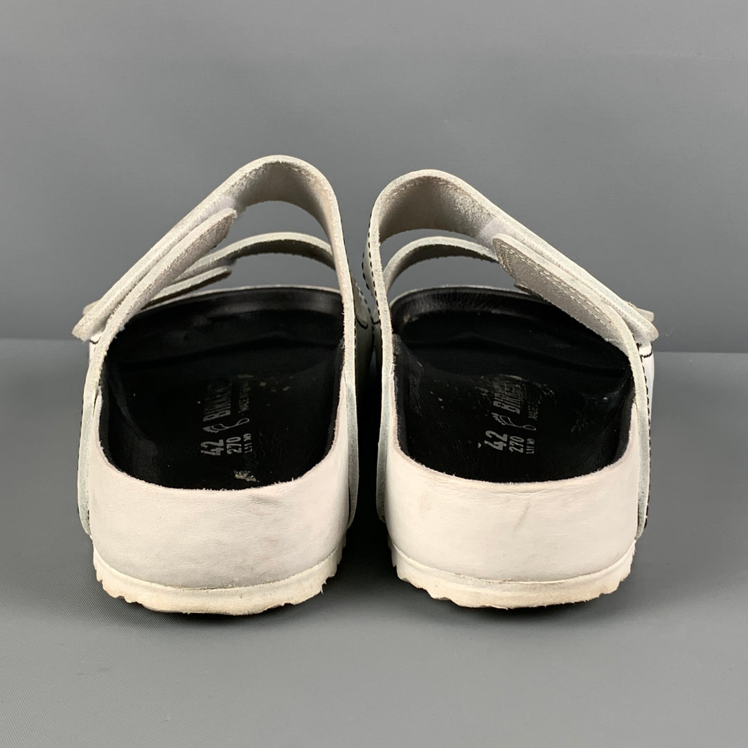 BIRKENSTOCK x PROENZA SCHOULER Size 9 White Contrast Stitch Leather Velcro Closure Sandals