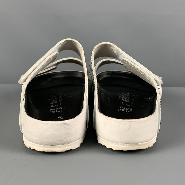 BIRKENSTOCK x PROENZA SCHOULER Size 9 White Contrast Stitch Leather Velcro Closure Sandals