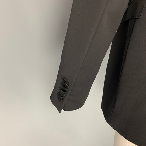 BURBERRY PRORSUM Size 40 Regular Black Virgin Wool Tuxedo Sport Coat